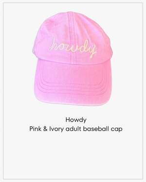 Frankie Jean style Howdy Hand Lettered Cursive Embroidered Baseball Cap in Pink
